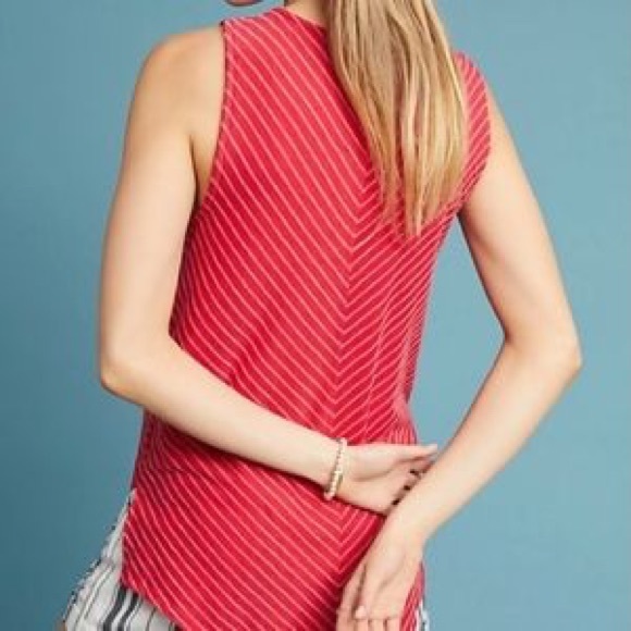 t.la | Anthro red tie-front button up tank top - Picture 2 of 11